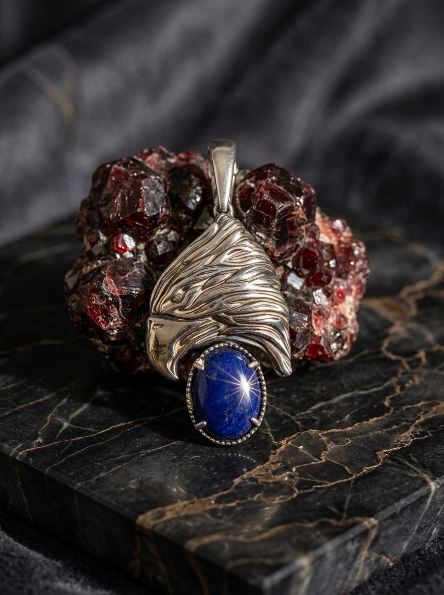 Carolyn Pollack & Fritz Casuse American West Eagle & Lapis Enhancer Pendant