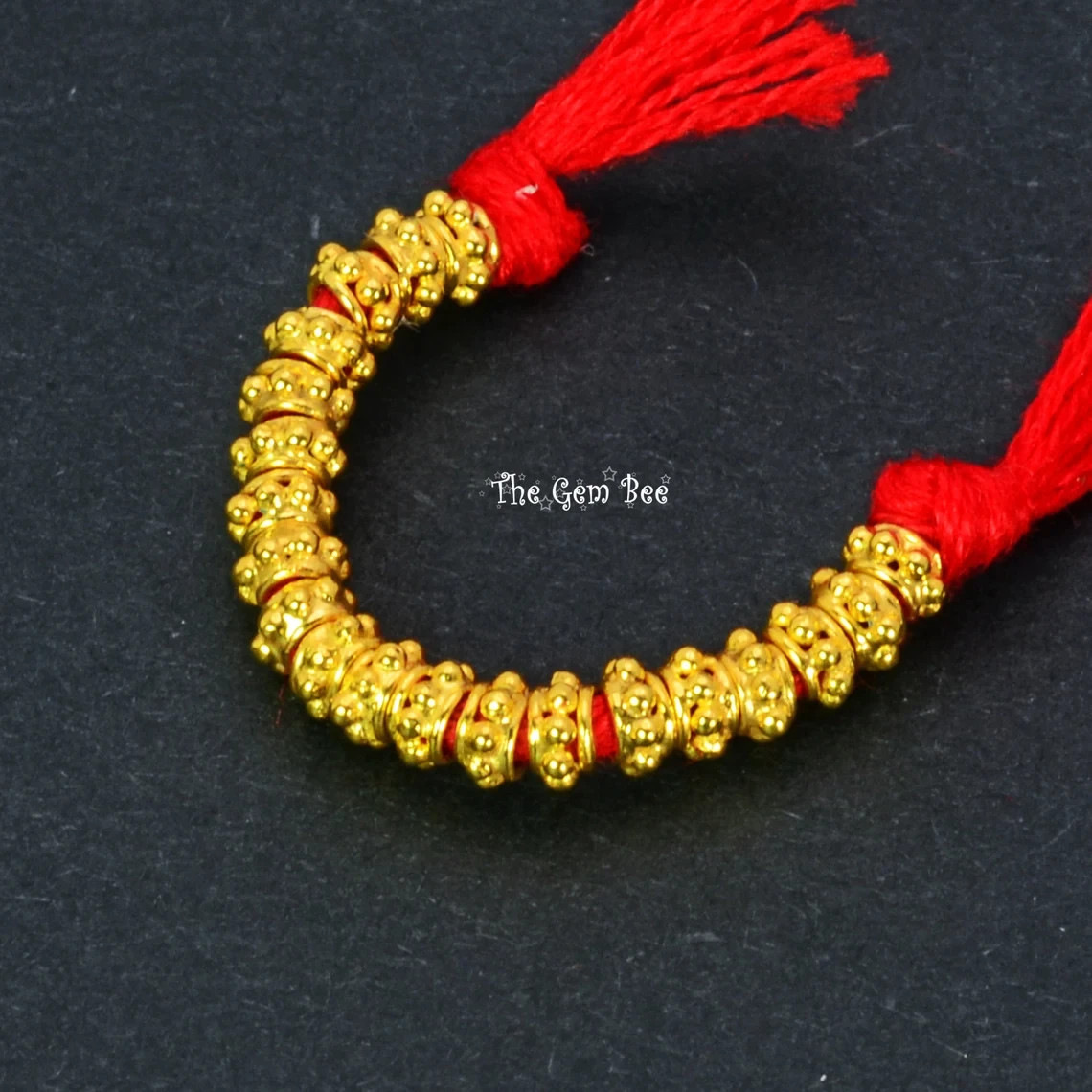 3.3mm 18k Solid Yellow Gold Fancy Bali Spacer Findings Beads (20)