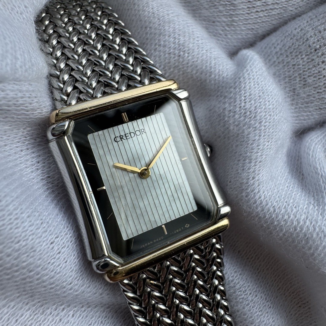 Working SEIKO Credor 8420 6690 18K Shell Dial Watch from Japan