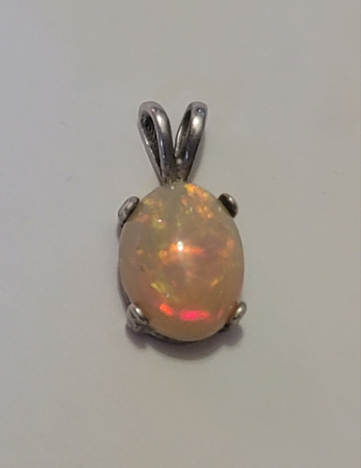 Ethiopian Fire Opal Pendant Natural 11X9 / 925 Sterling Silver (SEE DETAILS)