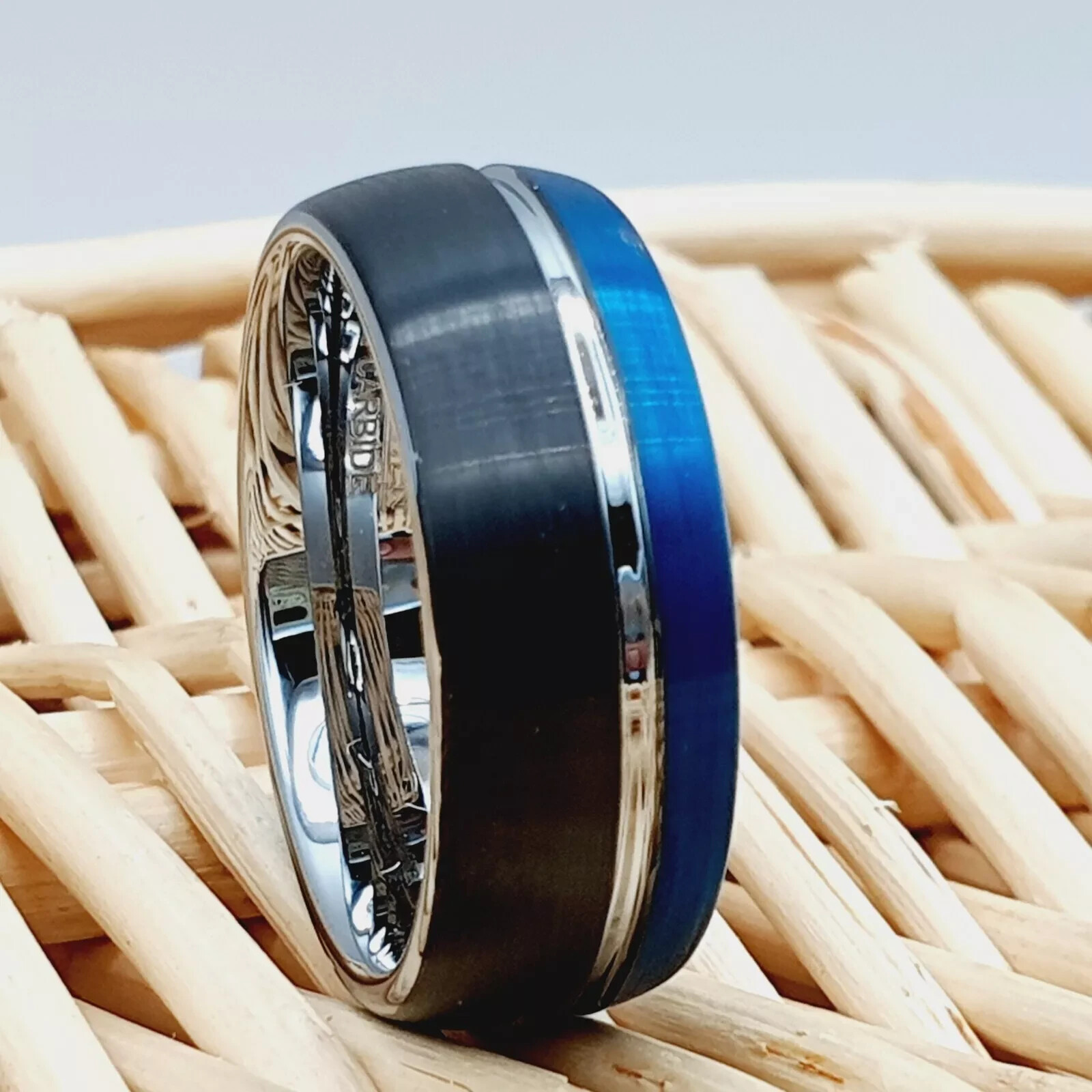 Men’s Unique Tungsten Wedding Ring – Tri-Tone Anniversary & Promise Wedding Band