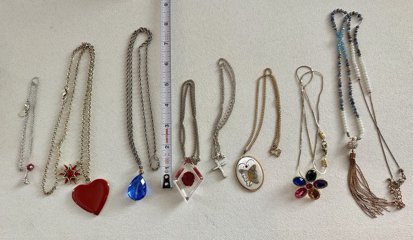 Fashion Jewelry Mixed Lot 8 Necklaces & Pendants Multicolor Metal Glass Plastic