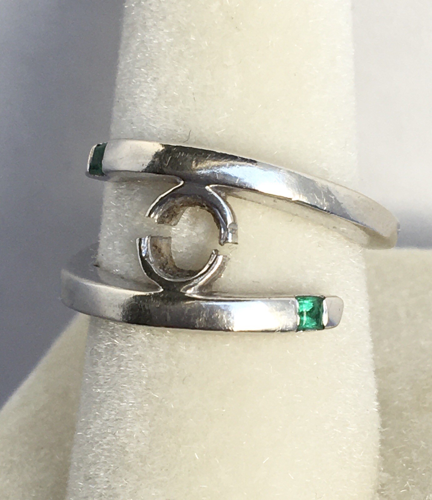 14K Solid White Gold 5g Custom Emerald Ring Remount Setting Size 5.5 Handmade