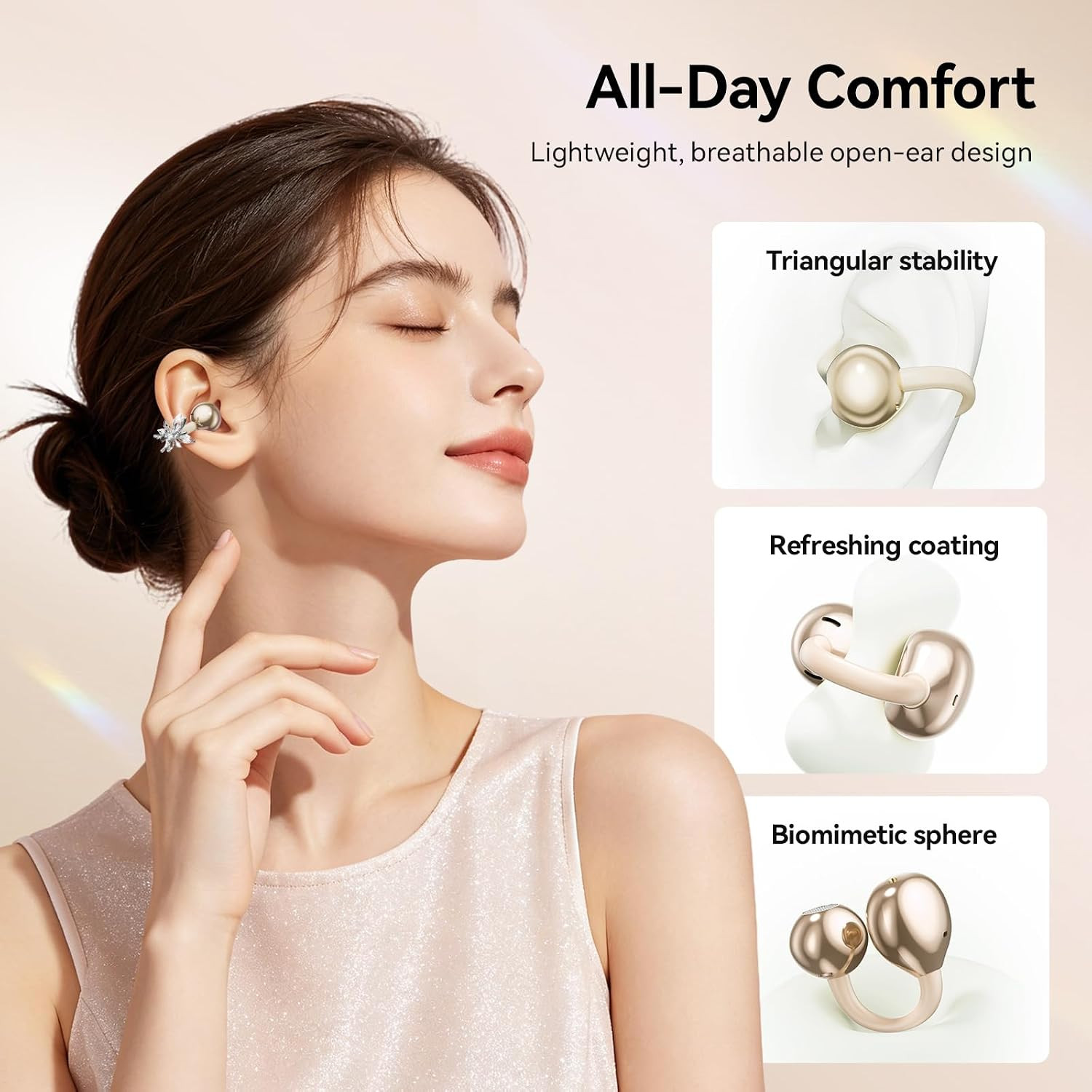 Wireless Bluetooth Earbuds with Detachable Butterfly Earrings & LED Case
