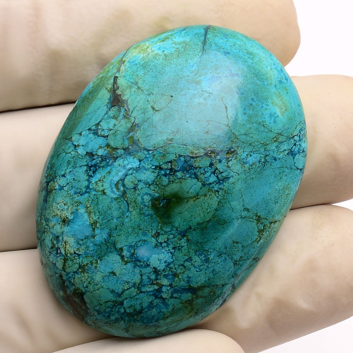 92.00 Cts Natural Tibbet Turquoise 42mmx31mm Oval Cabochon Huge Loose Gemstone