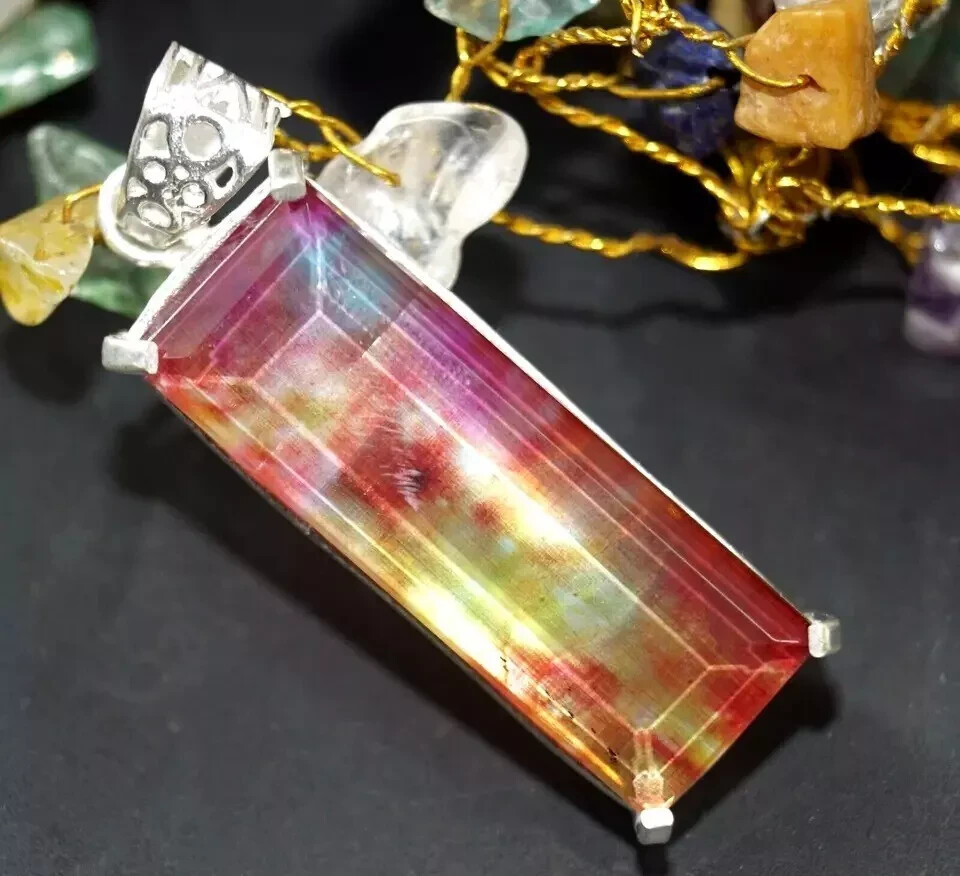 Natural Certified Ammolite 925 Silver Emerald Pendant HG Gemstone 50.45 Ct+