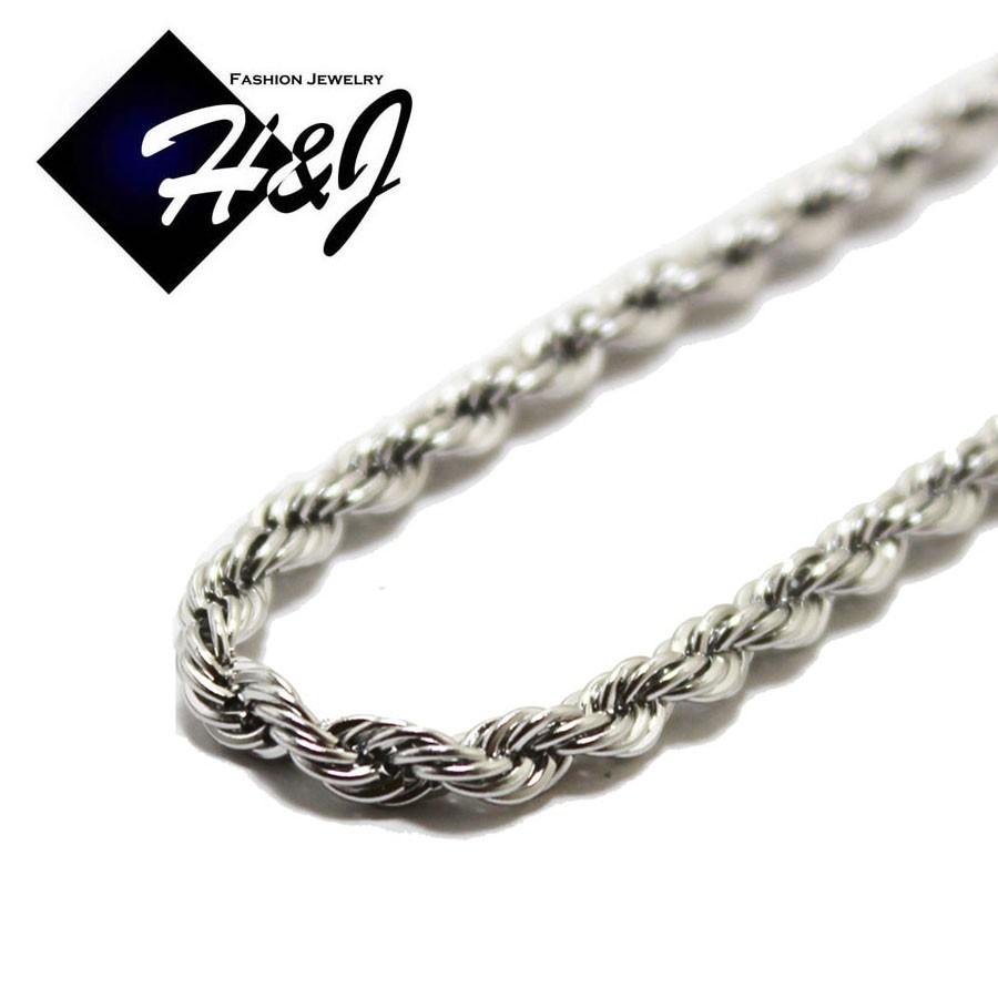 MEN WOMEN Stainless Steel 2.5/3.5mm Silver Smooth Rope Chain Necklace*20″24″30″