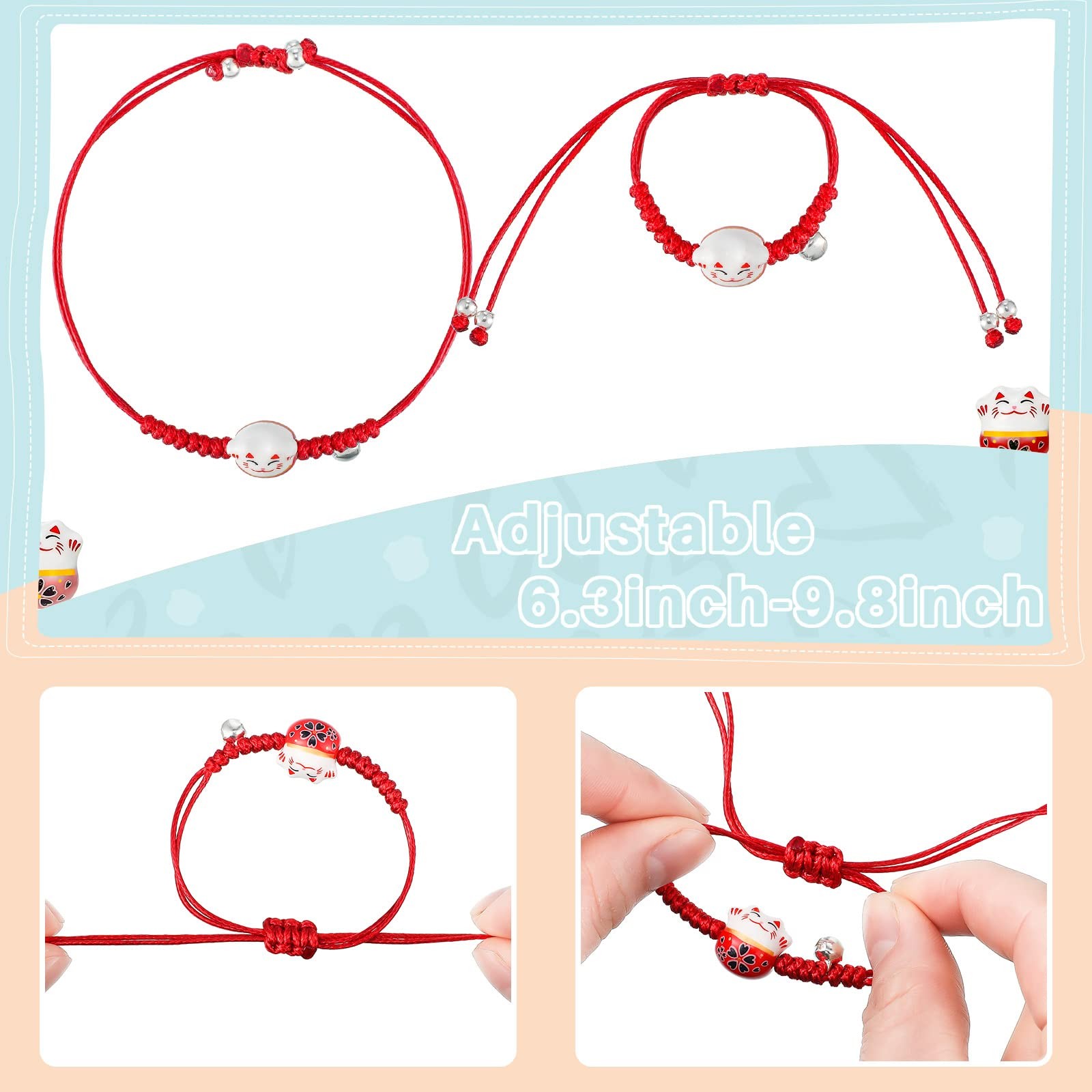 Kigeli Lucky Cat Bracelet, 6.3 inches, [inferred from design and materials]