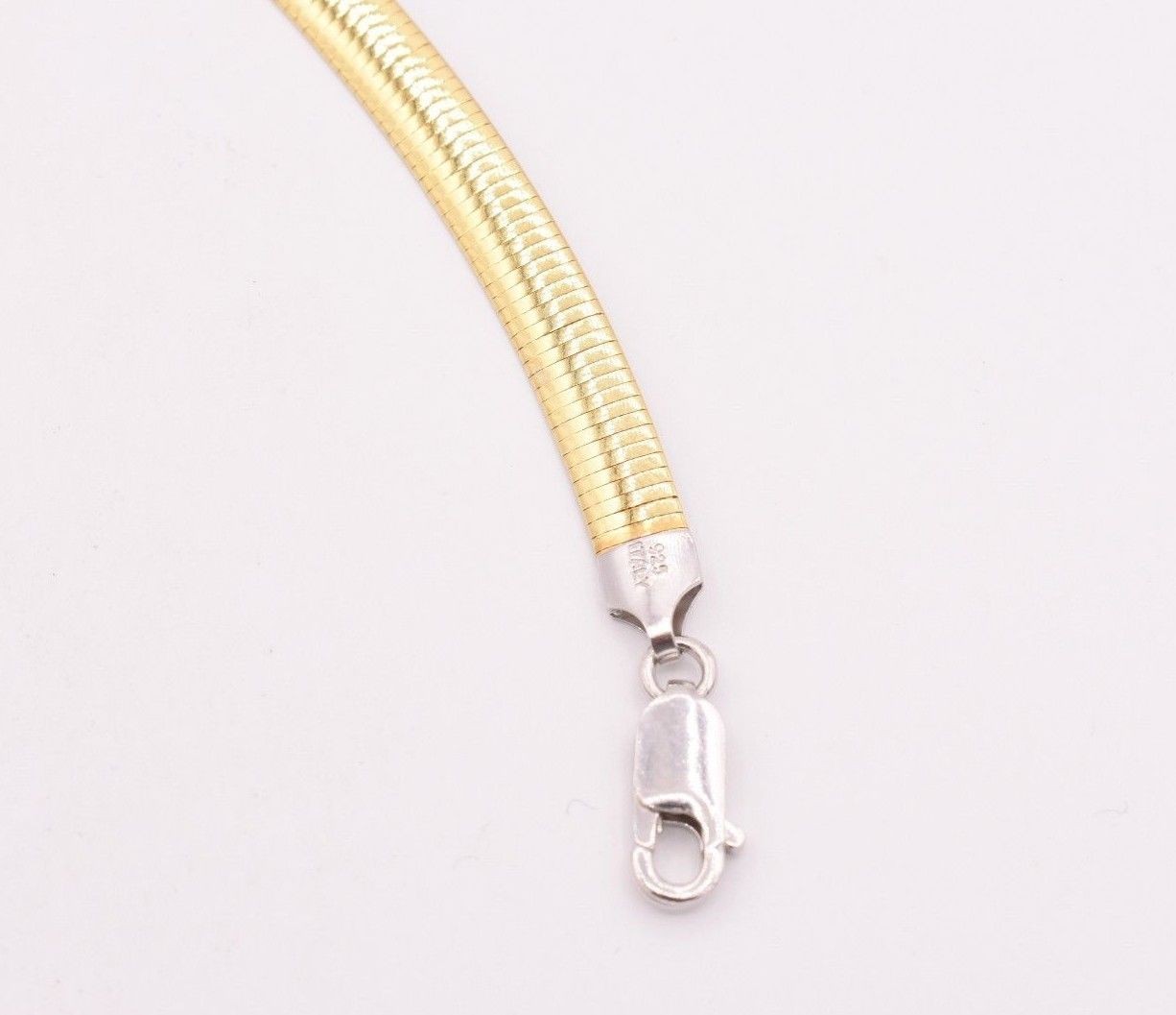 6mm Italian Reversible Omega Chain Necklace 14K Yellow Gold-Plated Silver 925