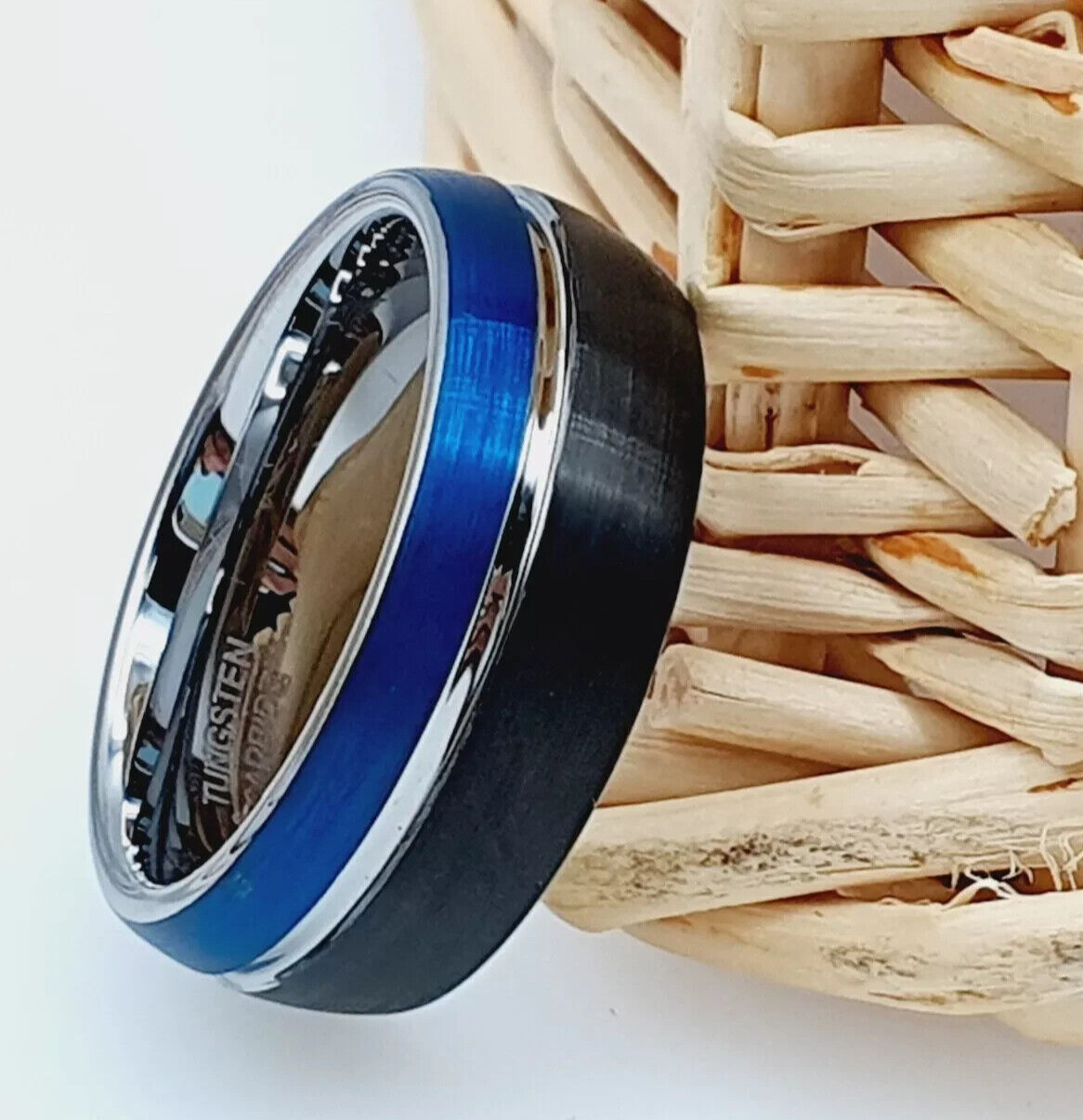 Men’s Unique Tungsten Wedding Ring – Tri-Tone Anniversary & Promise Wedding Band