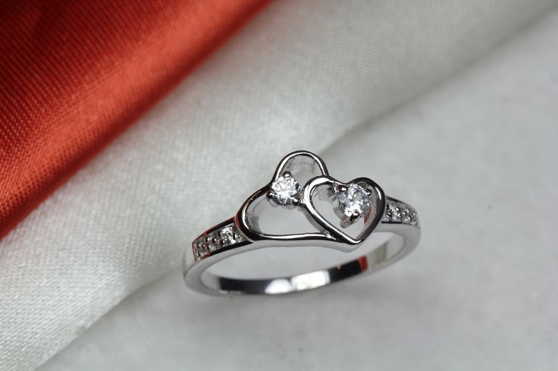 0.326 CT CZ DOUBLE HEART STERLING SILVER 925 CZ PURITY RING PROMISE RING SR20-BU