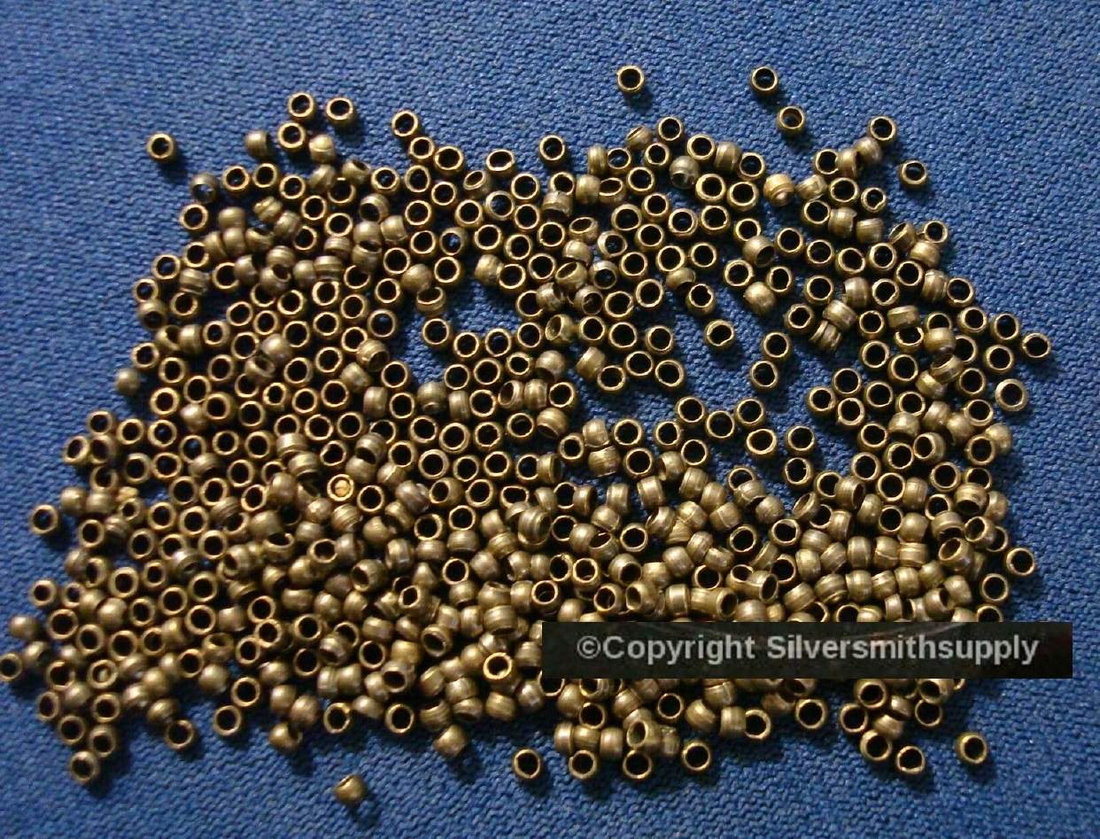 500 Crimps antique bronze plated 2x1mm round crimp beads bead findings FPS096B