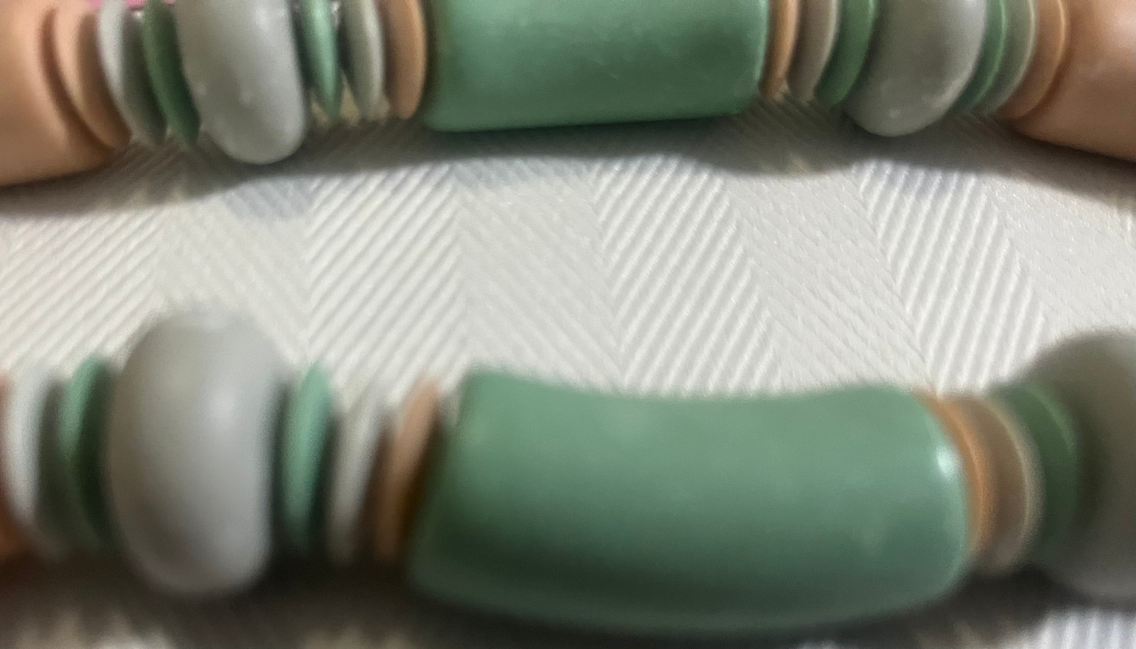 Vintage Southwest Style Bead Necklace Sage Green Peach Gray Matte Statement 20″