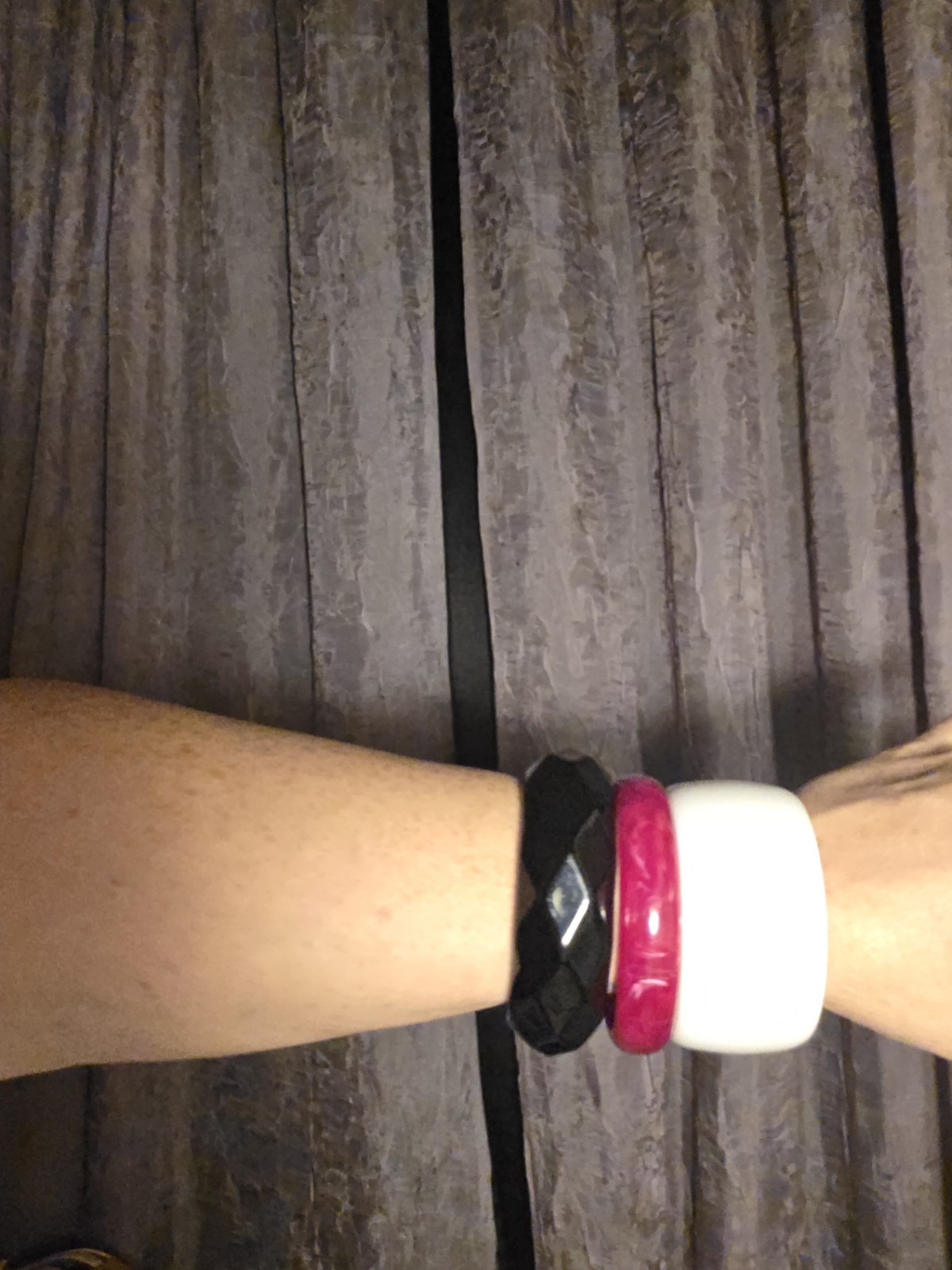 3 Vintage Bangles Red White and Black Plastic Bangle Bracelet