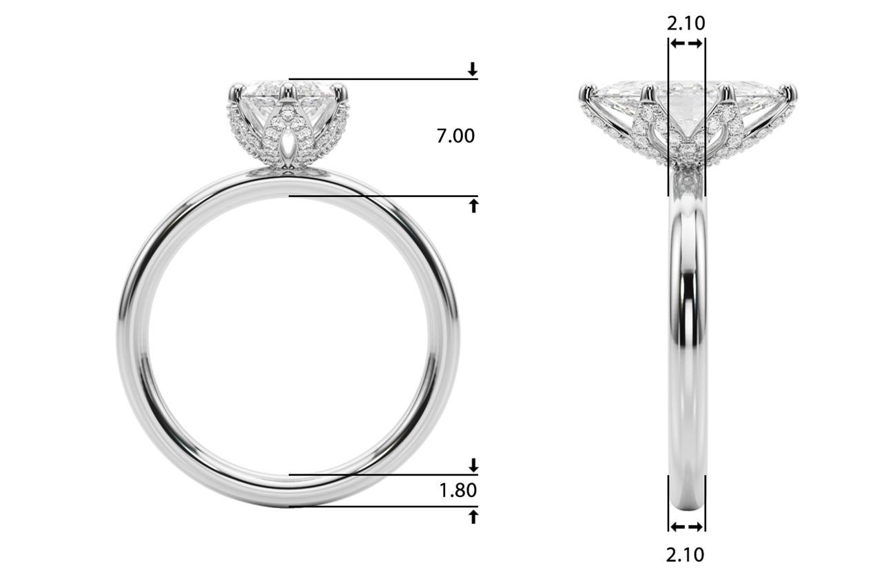 VS F 0.65-0.95 Carat Lab Grown Diamond Floral Marquise Engagement Ring 14K Gold