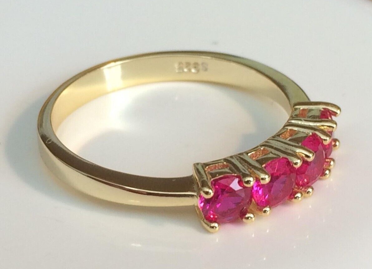 Sapphire & Ruby Rings 14k Gold or Rhodium Finish 4x4mm Stones Sizes 6-10 US