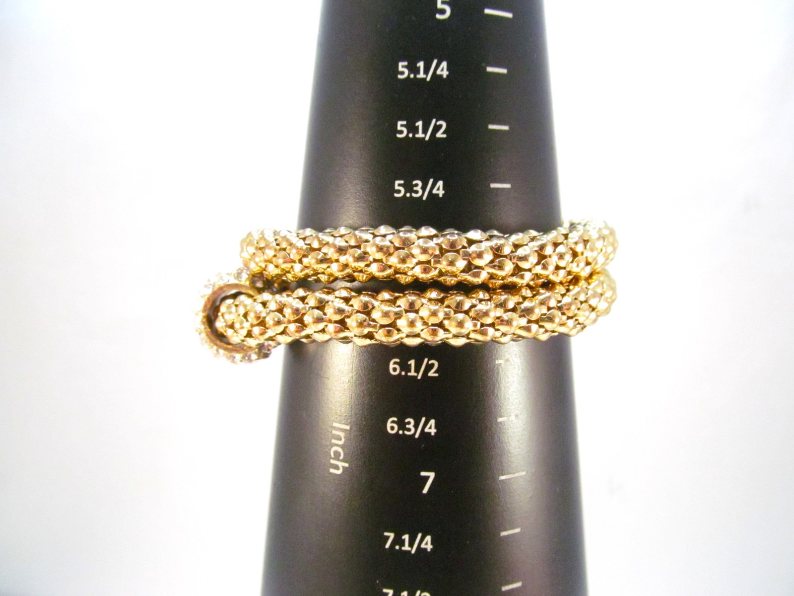 Gold Tone Stretch Metal Mesh Tube Rhinestone Bracelet 2 Piece Lot
