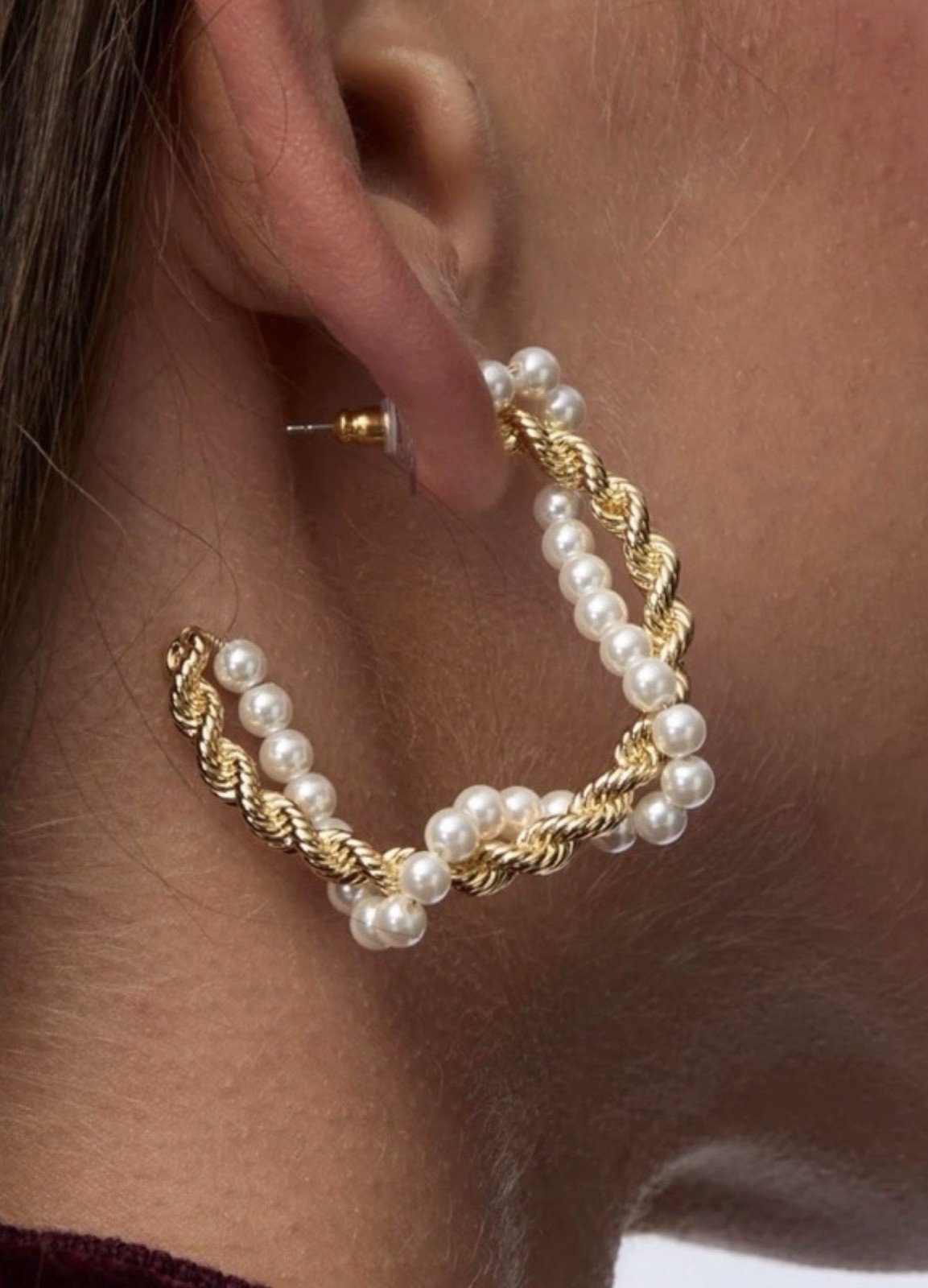 Lele Sadoughi Pearl Rope Twist Hoop Earrings – NWT