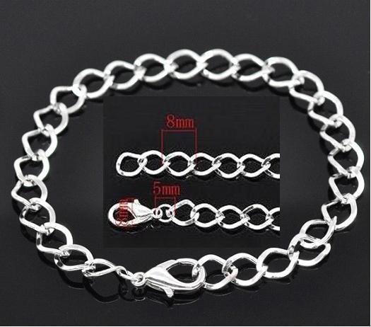 Bracelet Anklet 20 or 24cm Silver-tone Fashion Jewelry Ladies Mens Unisex