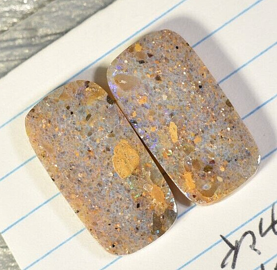Matched Pair Louisiana Opal Cabochon Gem Opal Natural Untreated 20.50 cts.