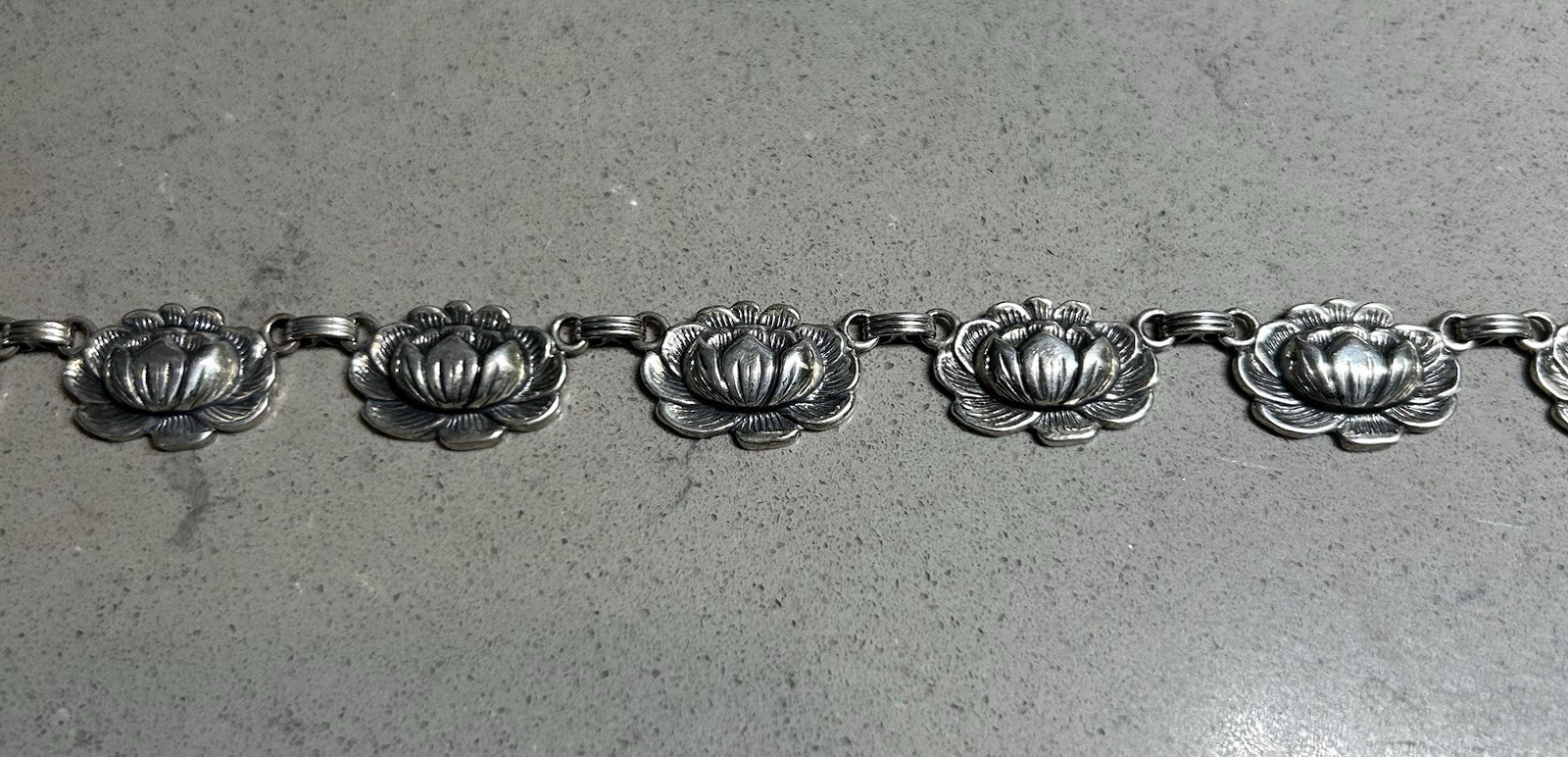 Vintage MCM Danecraft Sterling Lotus Necklace. 15in.