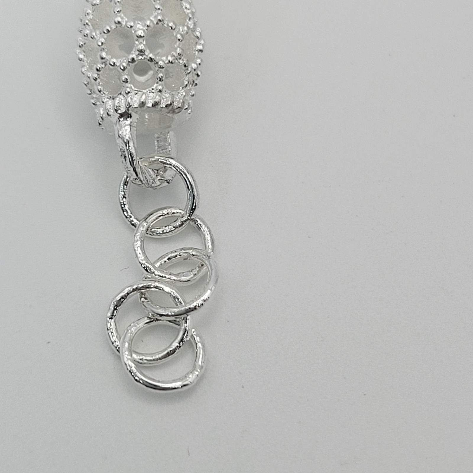 Filigree Oval Bead Link Bracelet Silver Tone Lobster Clasp Adjustable READ