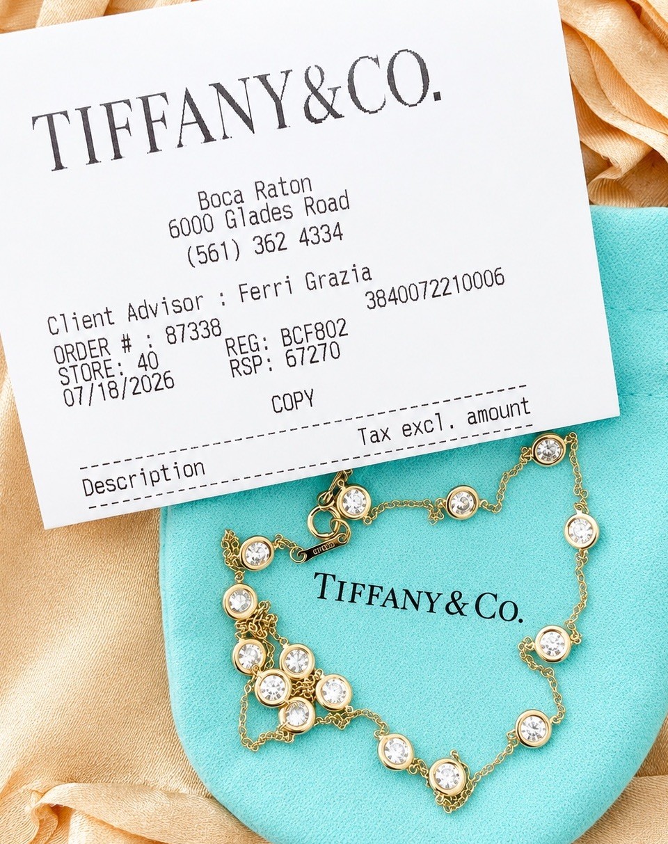 Estate Tiffany & Co 2.25 CTW 18kt Yellow Gold Diamond By The Yard 15 Diamonds