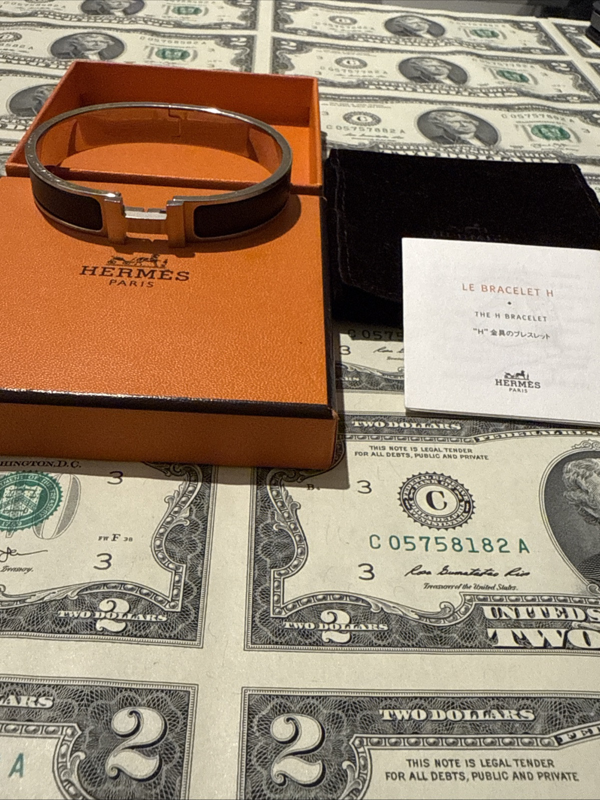 Mens Hermes Bracelet H Logo Clic HH Noir Mat Black Authentic Rare Original