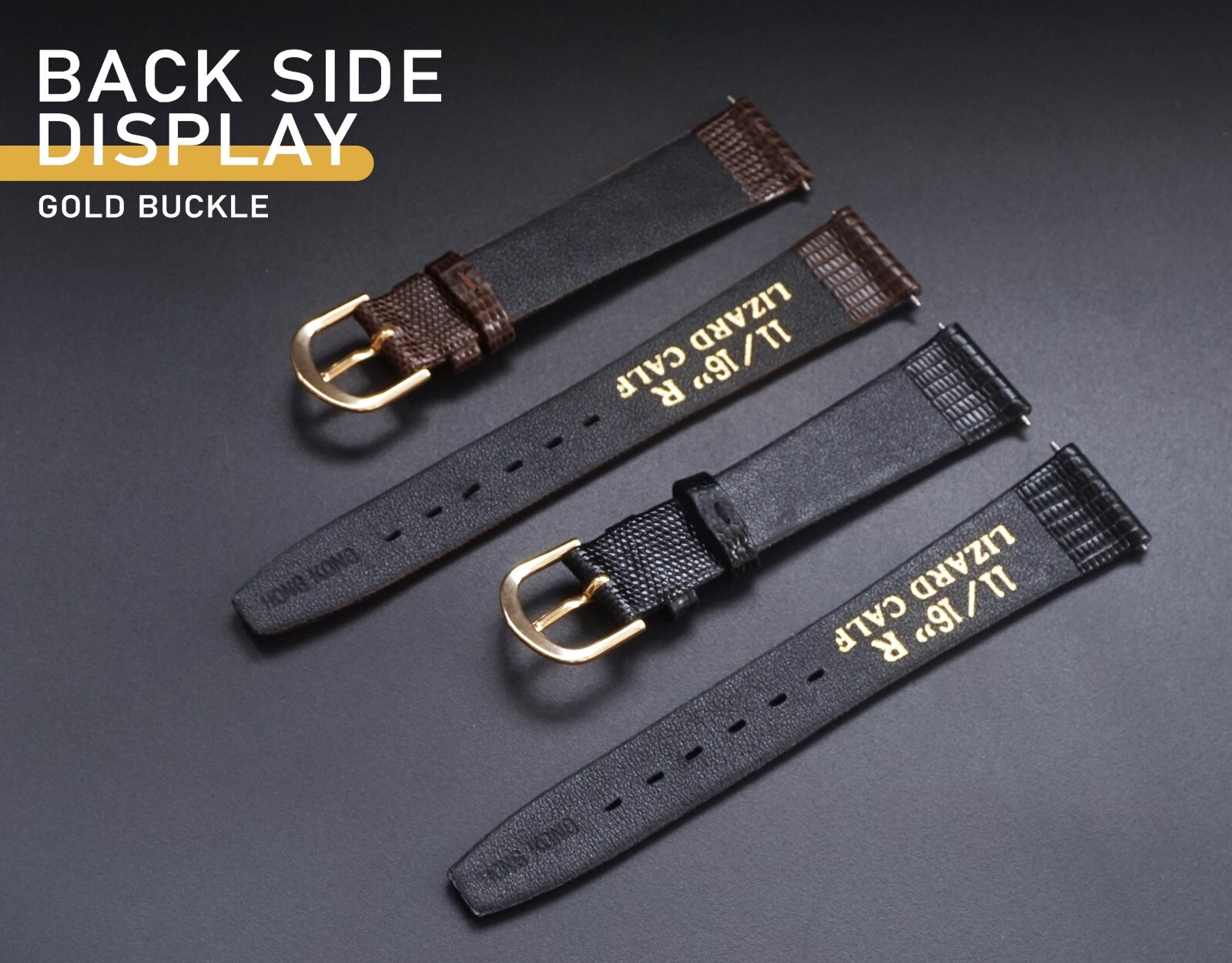 12 14 16mm 17mm 18mm 19mm 20mm Watch Band Strap Lizard Calf Leather Black Brown