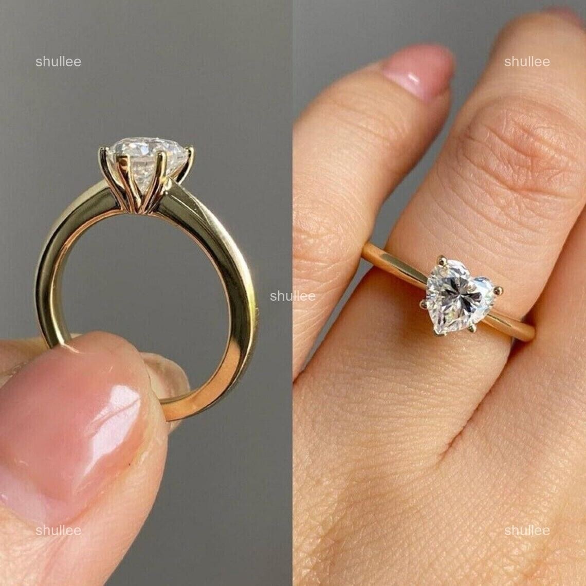 Brilliant Cut Lab Grown Diamond Solitaire New Ring Jewelry 18K Solid Yellow Gold