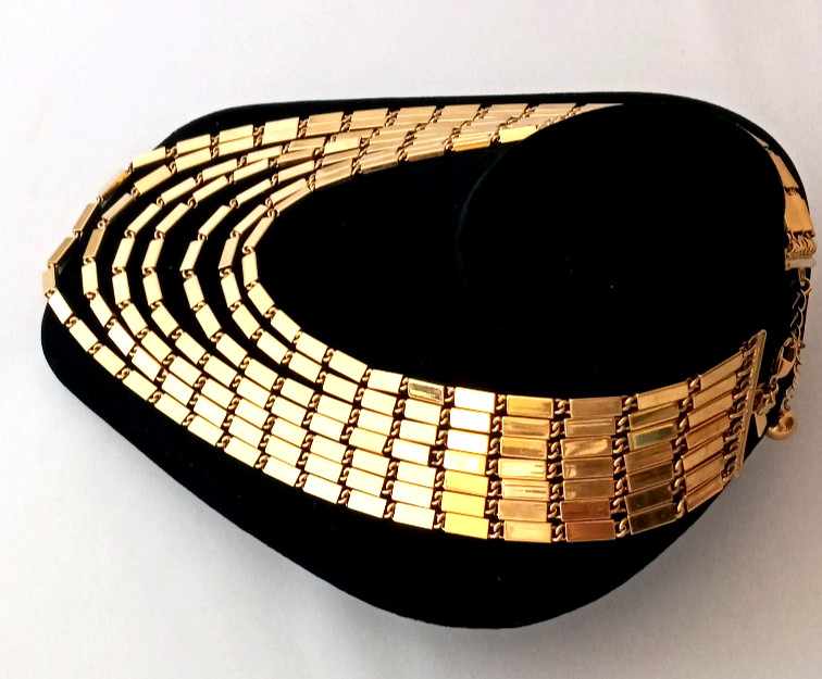 KATE SPADE New York Gold Tone 7 Strand Collar Necklace Statement Signed 19.5″