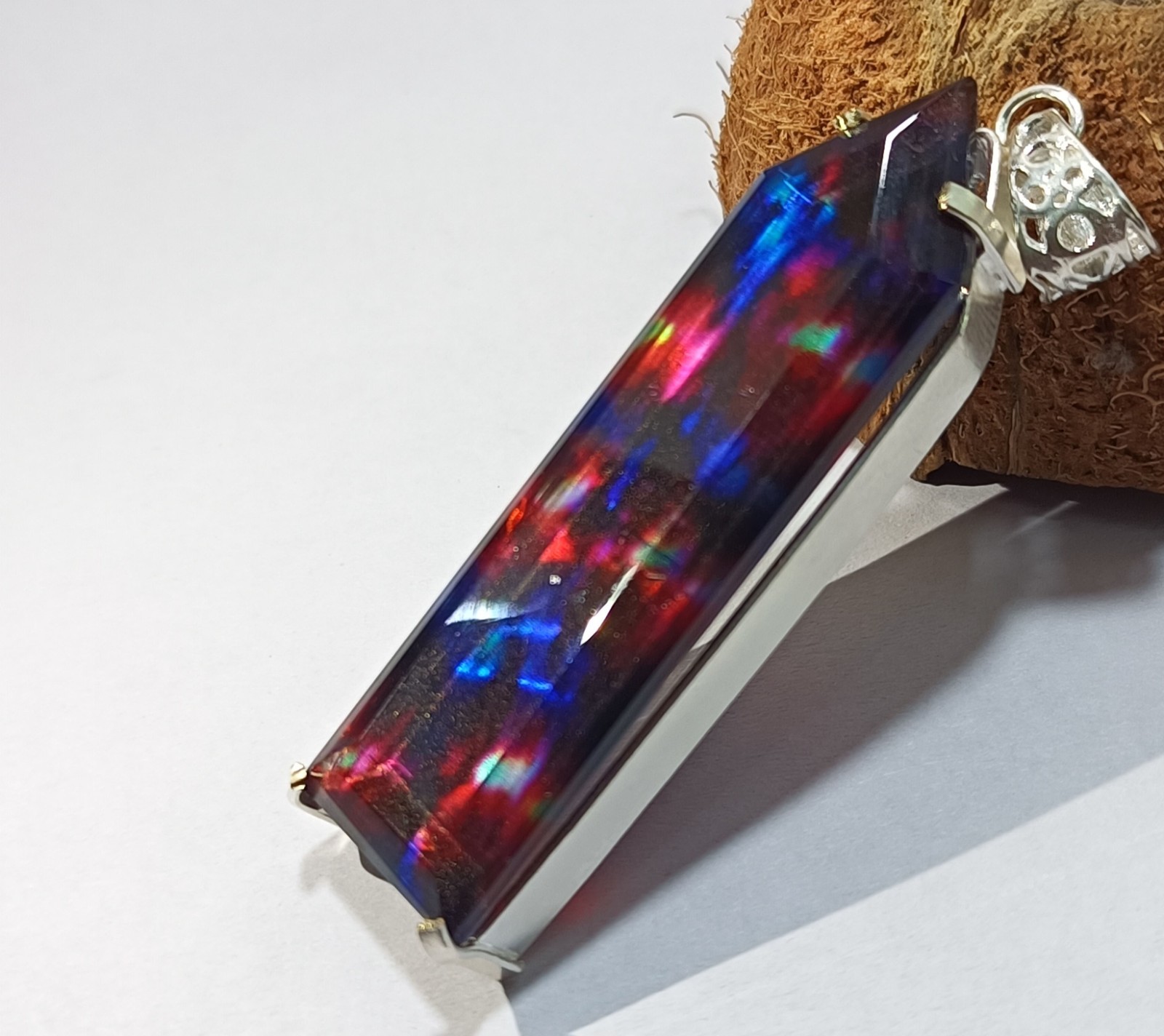 81.30 Ct Natural Ammolite 925 Solid Silver Colorful LOOSE Pendant A+ Gemstone