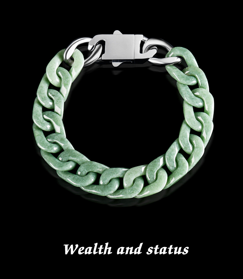 Real Natural Grade A Green Jadeite Jade 4mm Cuban Curb Link Bracelet 5.9-9.4in L