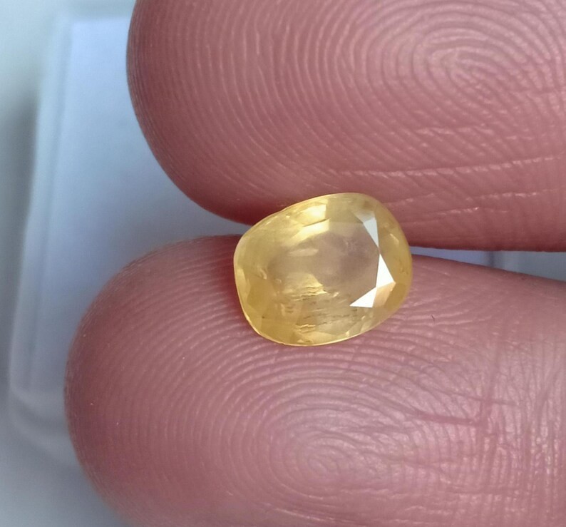 Ceylon Yellow Sapphire Cushion Cut Certified Natural Earth Mine Stone 1.63 Ct