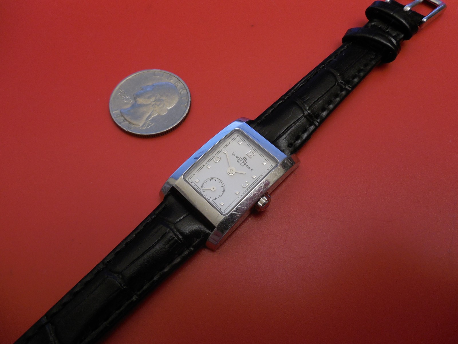BAUME MERCIER SOLID STEEL 20MM WIDE STEEL HAMPTON WATCH WITH SUB SECOND