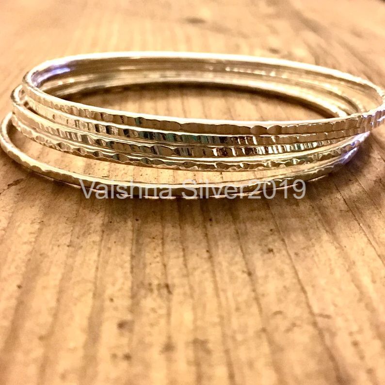 5 PCs. Sterling Silver bangles Set, Stacking bangle 925 Sterling bracelet CP6