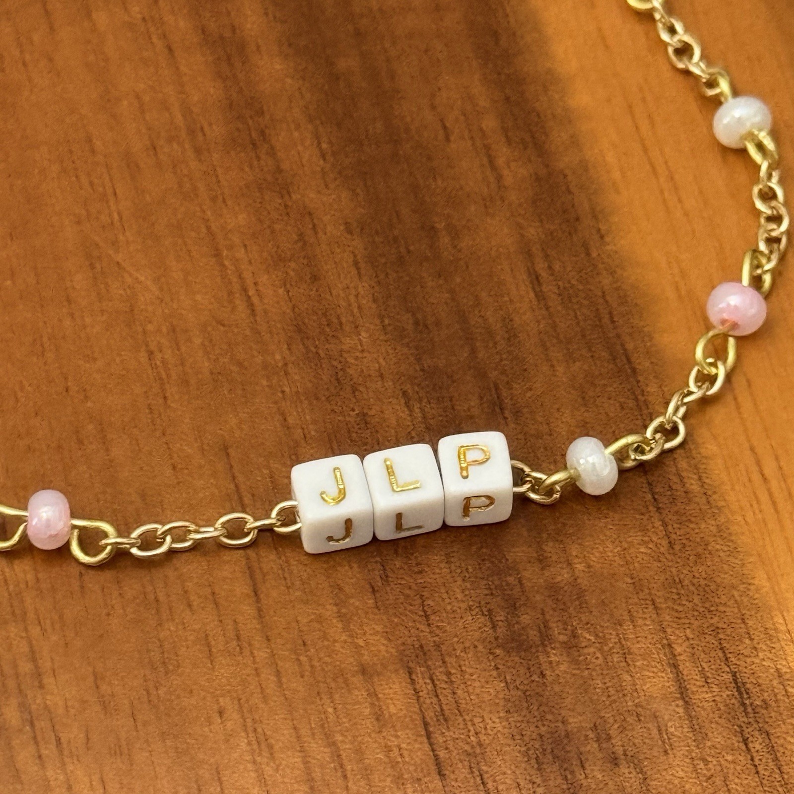 Personalized Beaded Anklet Custom Initial Pastel Dainty Handmade Jewelry