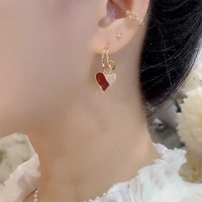 Womens 18k-Gold Plated Hoop Earrings Crystal Drop Dangle Fashion Elegant Jewelry