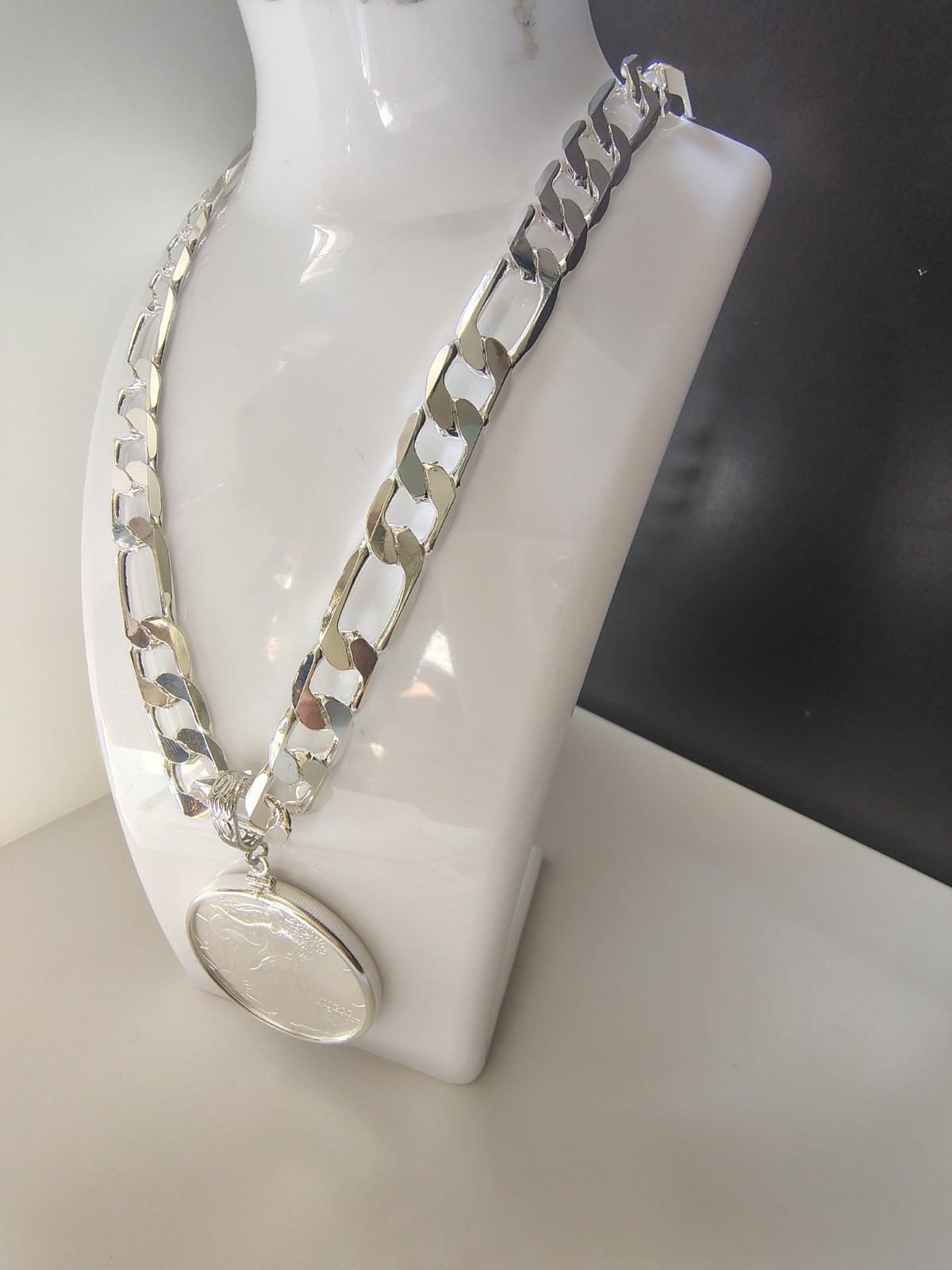 Silver Plated Necklace With Coin 2026 MS 69 Silver American Eagle 1 Oz (26″/12mm