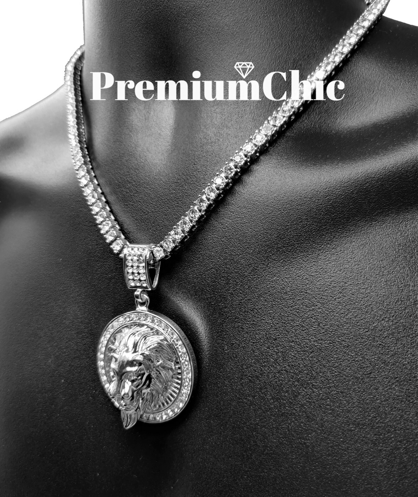 ICED Crowned Lion Pendant Necklace with Rope or Tennis Chain Plated CZ Jewelry