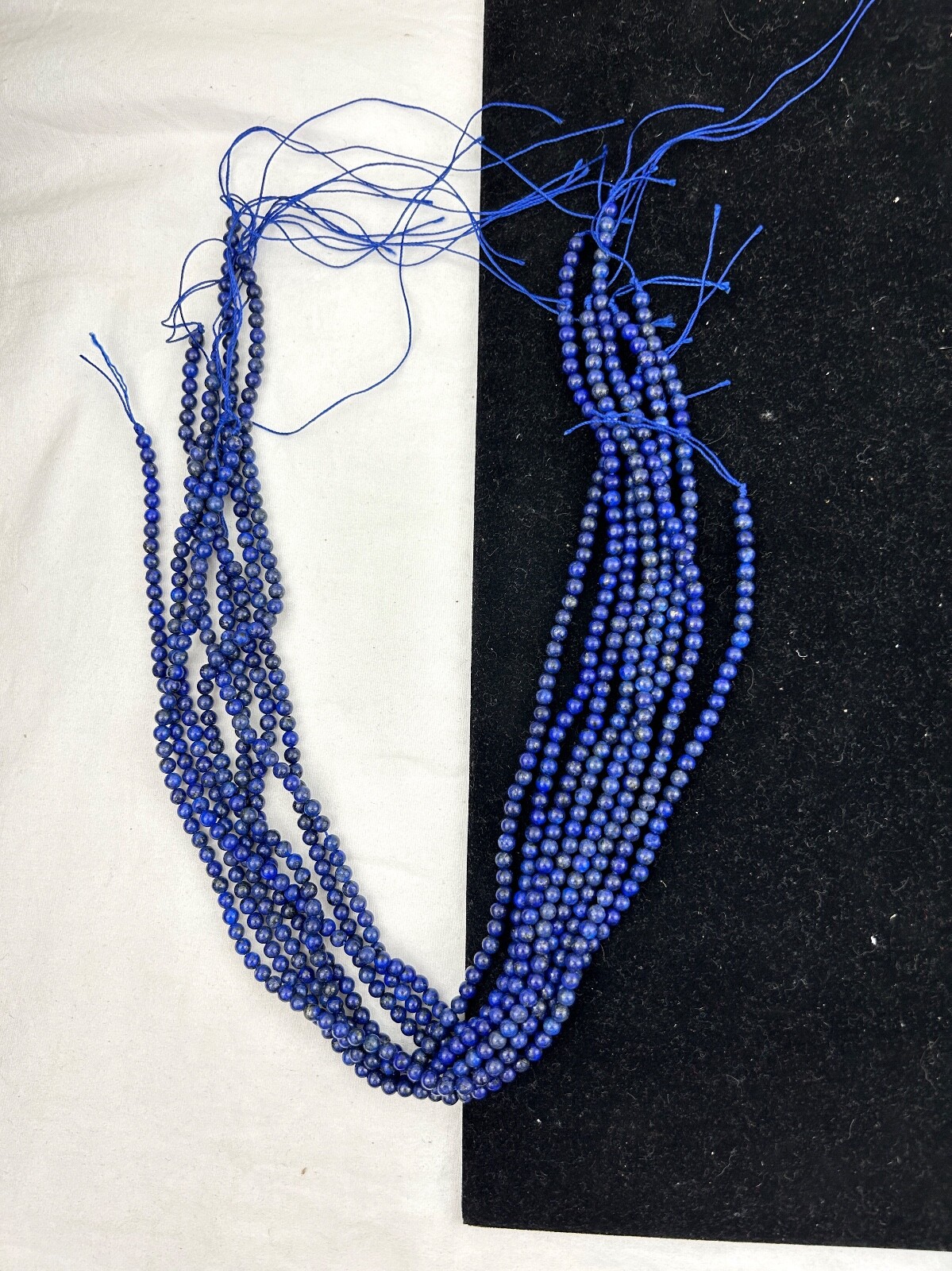 8 Strands of Natural Afghani Lapis Round Bead Necklace – 3mm to 4mm