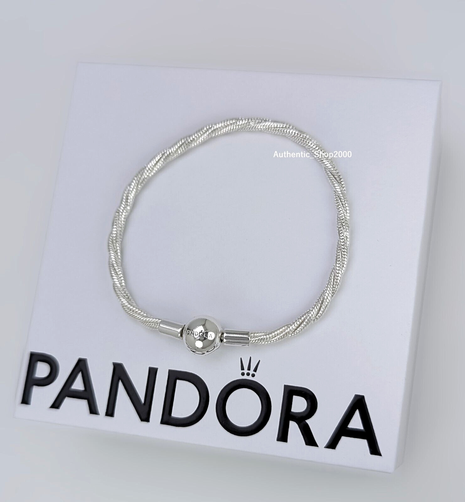 NEW 100% Genuine 925 Round PANDORA Clasp Twisted Snake Chain Bracelet 593757C00