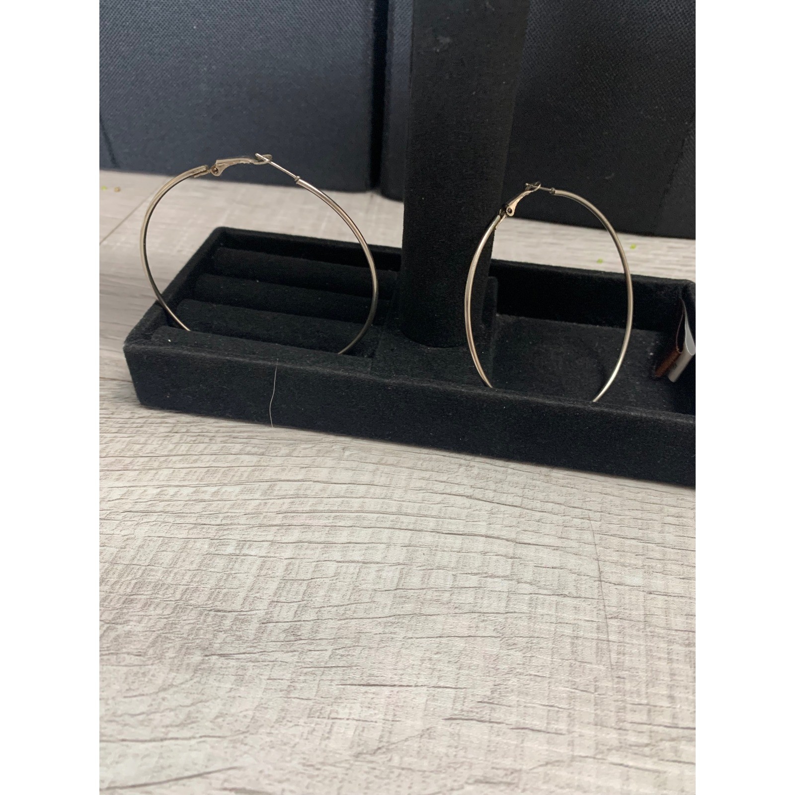 Womens Silver Tone Oversized Thin Hoop Earrings 2.5 Inch Latch Back Minimalist