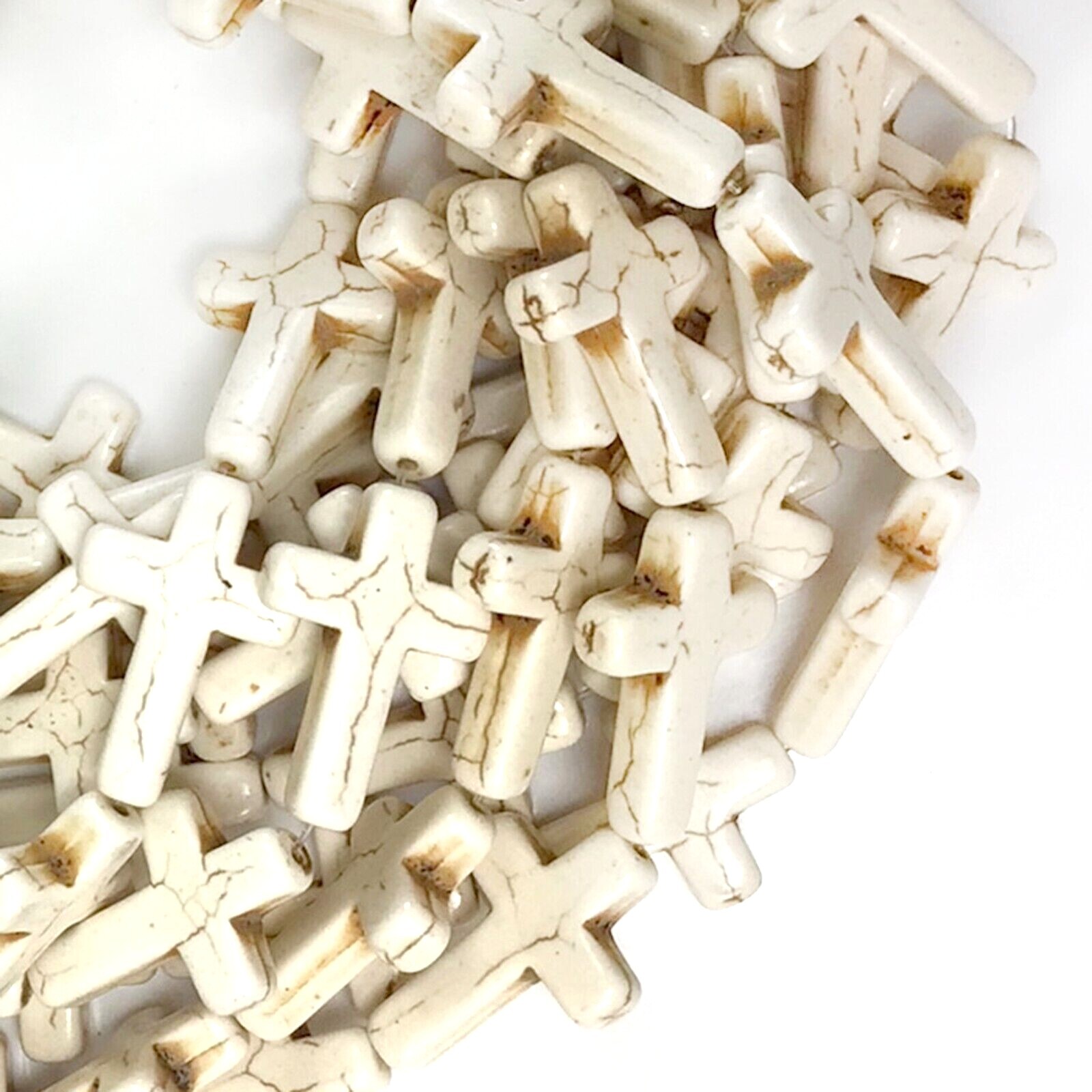 White Cross Bead Turquoise Howlite Magnesite Cross Loose Beads 15″ Wholesales