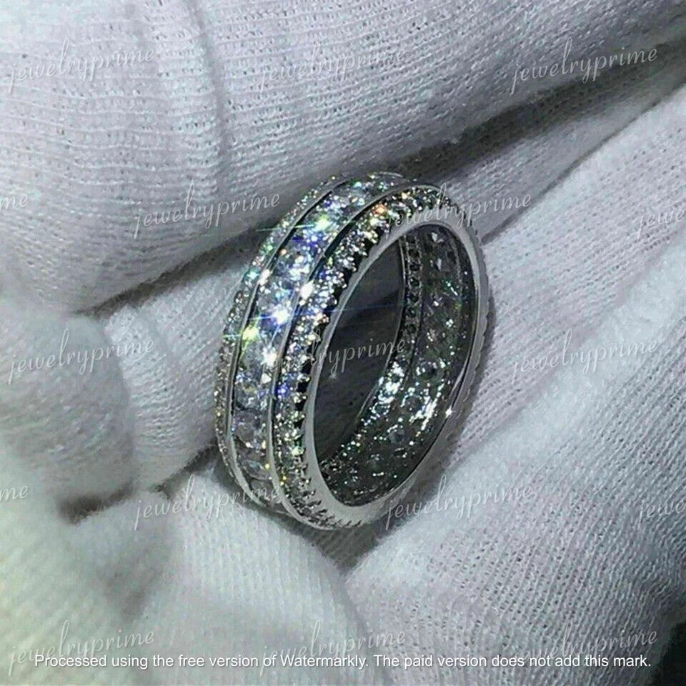 3Ct Round Cut lab created Diamond Wedding Band Ring 14K White Gold Plated