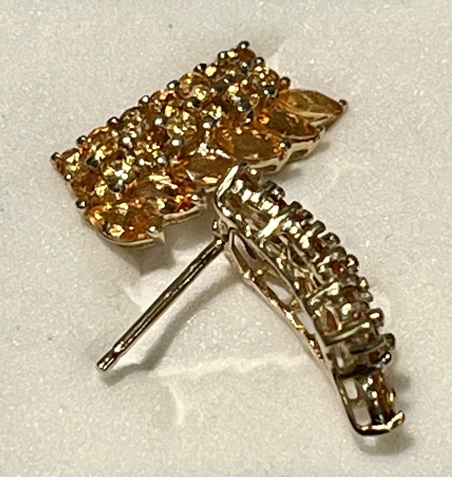 10K Gold Earrings With 40 Total Citrines, Post, 2.22gr, 11/16”L Vintage Estate