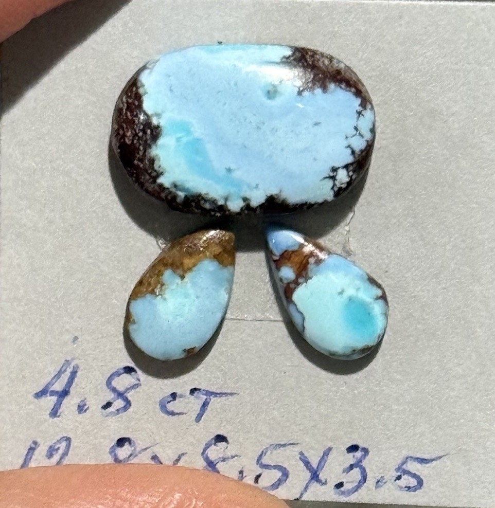 4.8ct 12.8-7.7mm 3pcs Lot Fine Golden Hill Lavender Turquoise Cabochon Gems