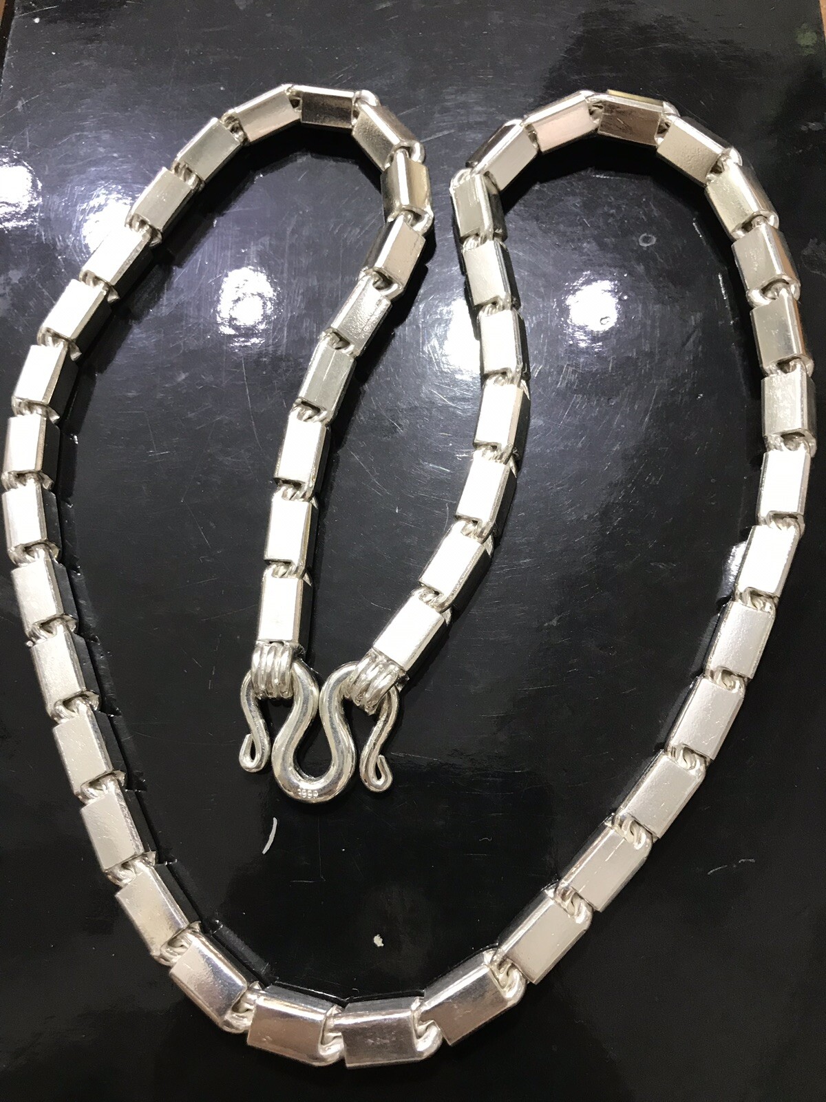 999 FINE silver Handmade Baht Box Chain Necklace Approx 250.00 Grams 24 inch
