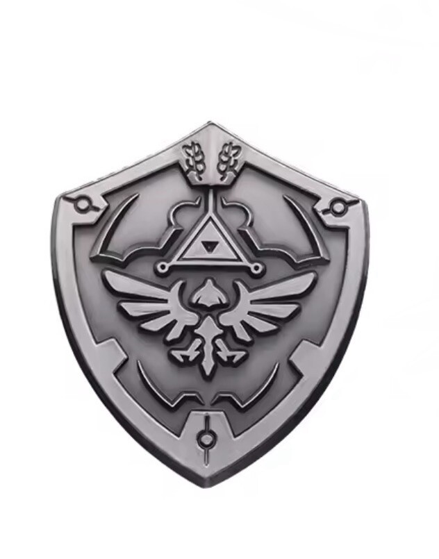 Zelda Pin Set 3pc Metal Hylian Shield Majoras Mask Ocarina Silver Pin Back Fun￼