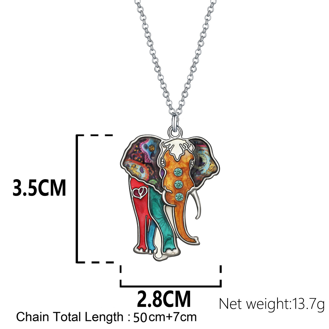 Enamel Alloy Crystal Africa Elephant Necklace Pendant Wild Animal Charms Jewelry